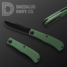 "Lab" Front Flipper in Blackwash 154CM + Green & Black Aluminum