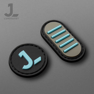 JL logo & 5 slot motif PVC patch pair